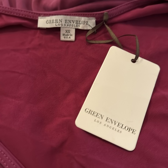 Green Envelope Burgundy XS Long Sleeve V-Neck Wrap Top - Picture 7 of 8